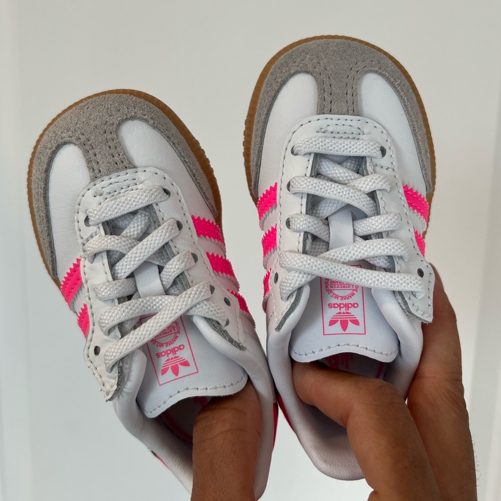 adidas Kids Samba Sneakers White Pink Gum - Picture 8 of 11